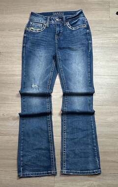 Danesi Women's Rhinestone Embellished Embroidered Pocket Bootcut Jeans Size 3